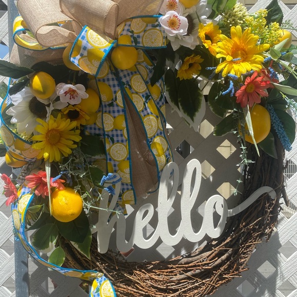 Grapevine Wreath, Lemon Wreath,Spring Wreath,Farmhouse Decor - Picture 5 of 5
